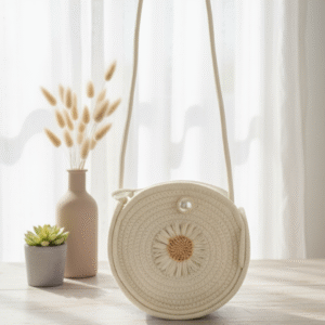 Daisy Round cream Sling bag