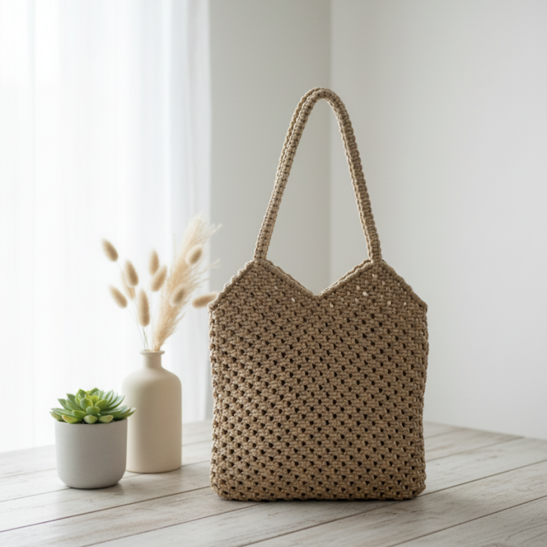 Macrame Tote Bag Beige