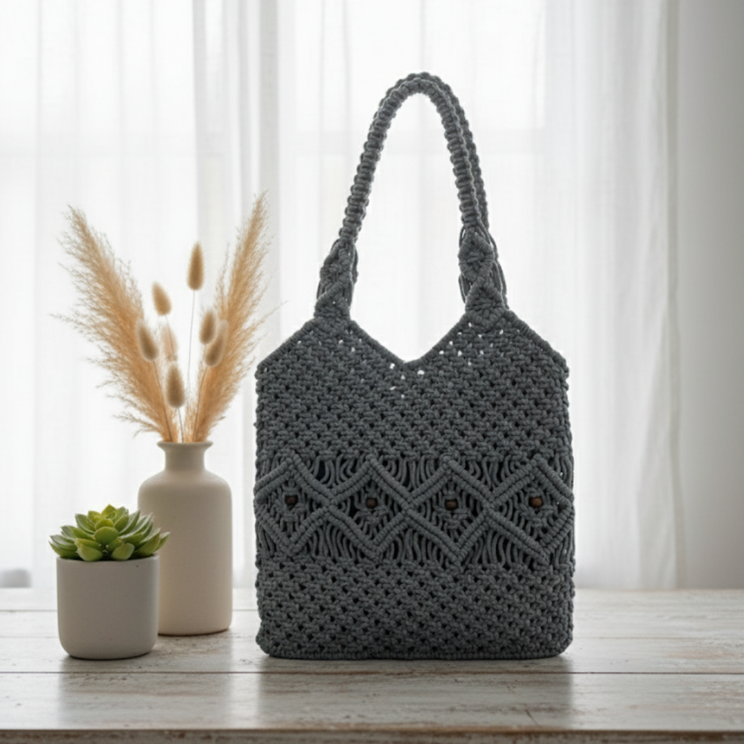 Macrame tote grey (Copy)