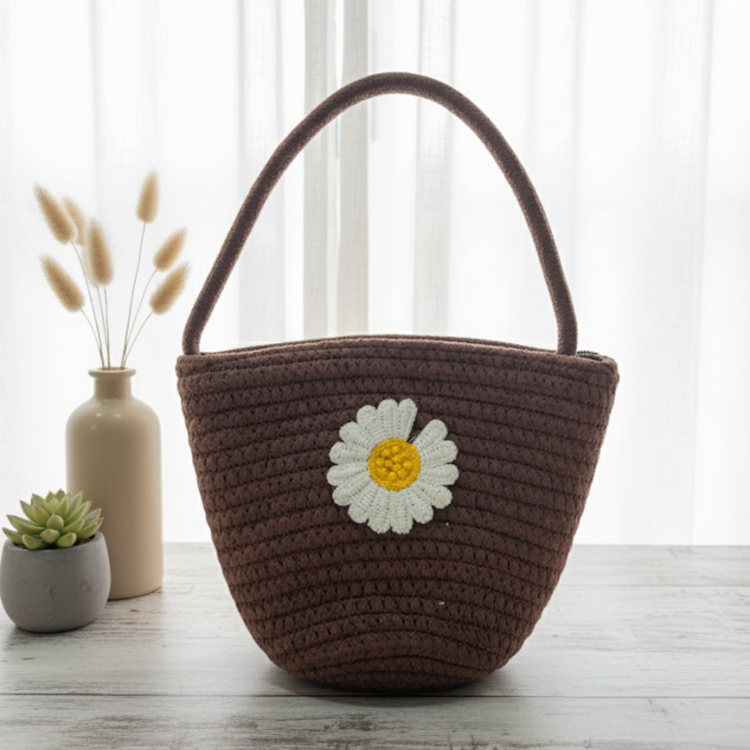 Sunflower brown basket bag