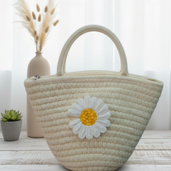 Sunflower cream basket bag