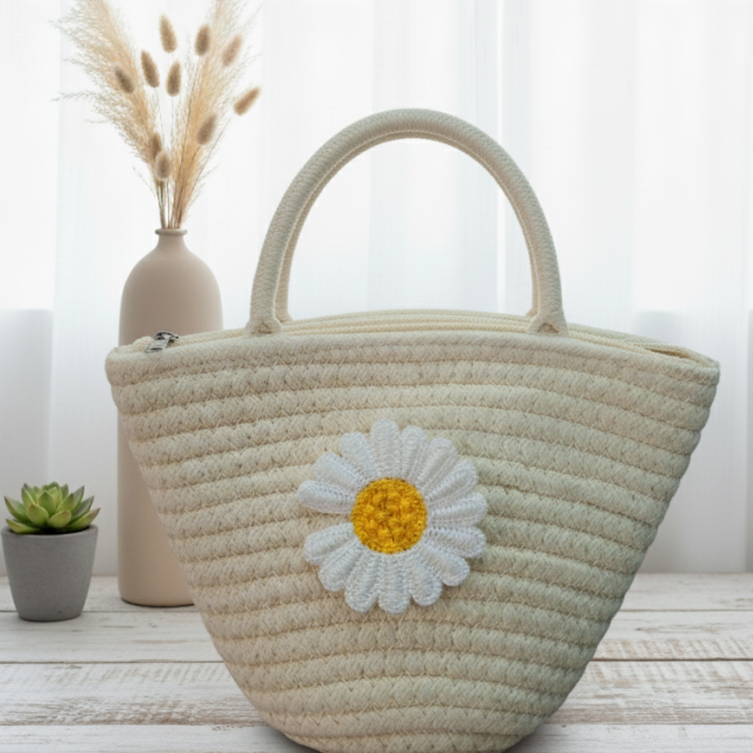 Sunflower cream basket bag