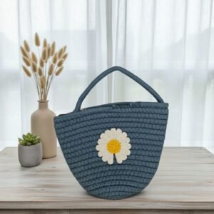 Sunflower peacock blue basket bag