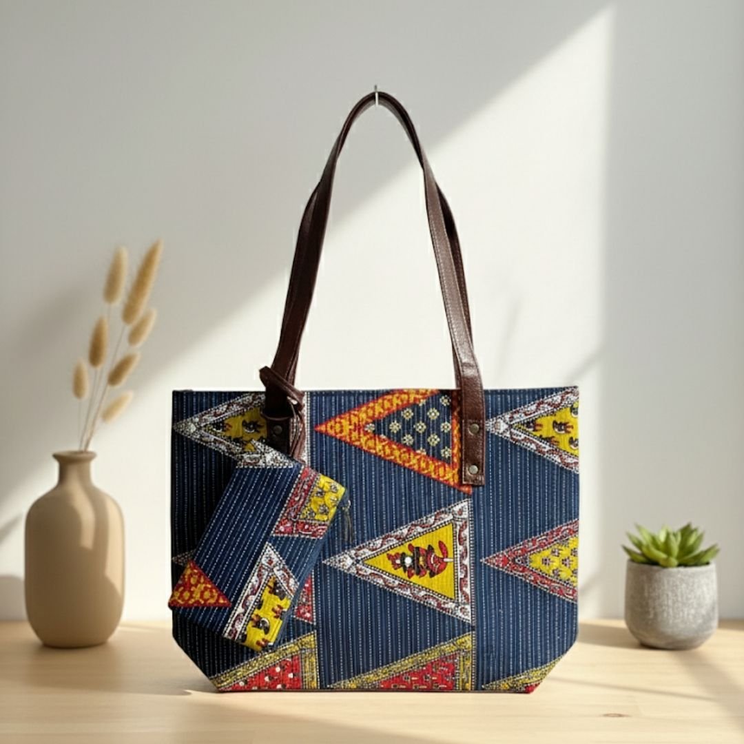Geo Tote Blue