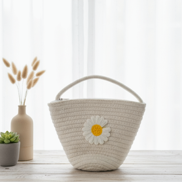 Sunflower white basket bag