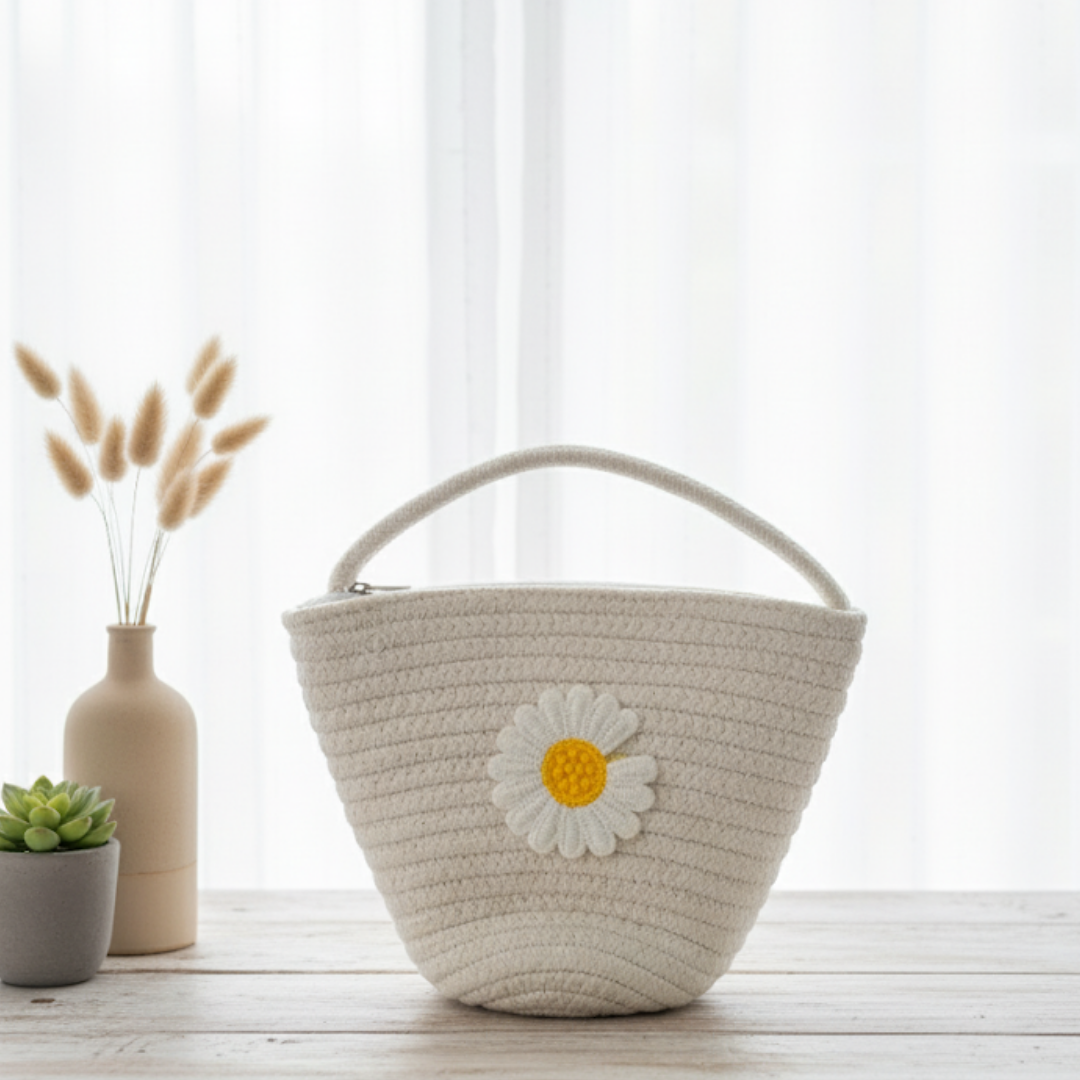 Sunflower white basket bag