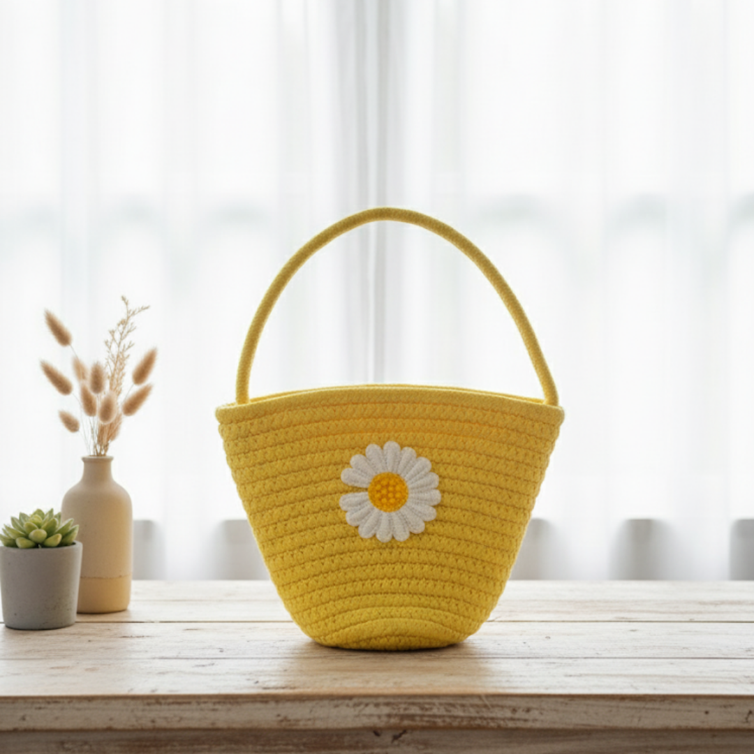 Sunflower yellow basket bag