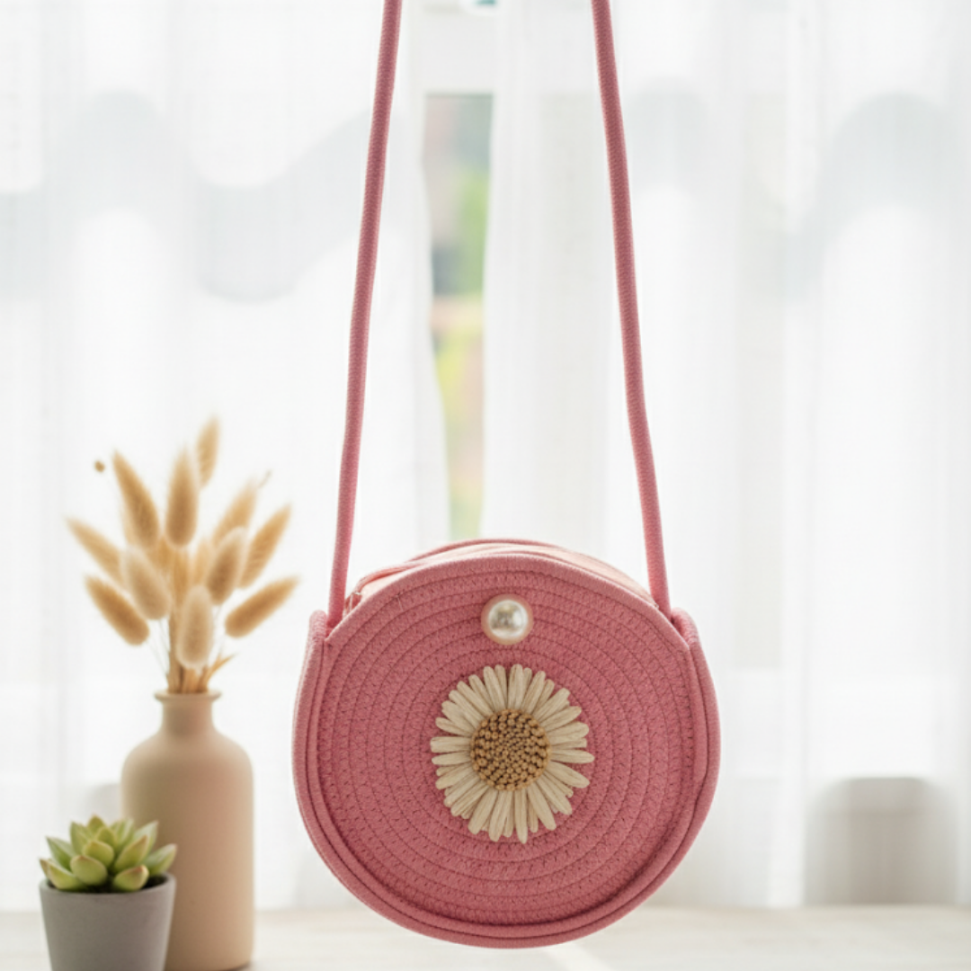 Daisy Round Pink Sling bag