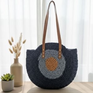 Eagle Eye blue straw bag