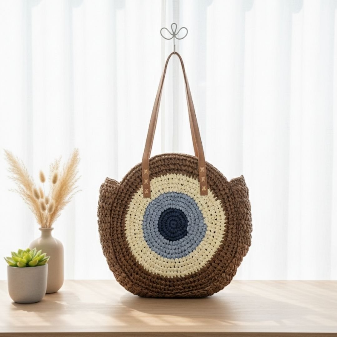 Eagle Eye brown straw bag