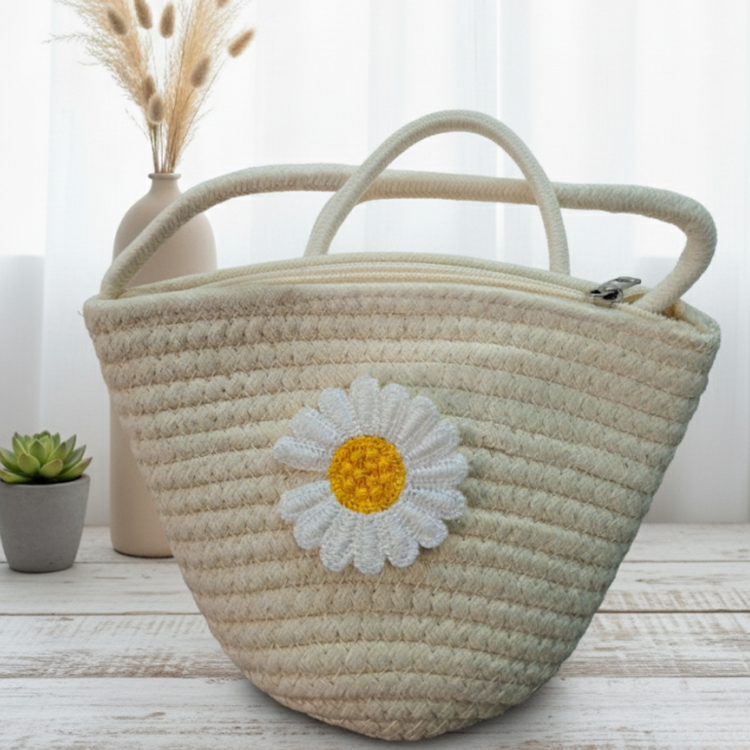 Sunflower white basket bag