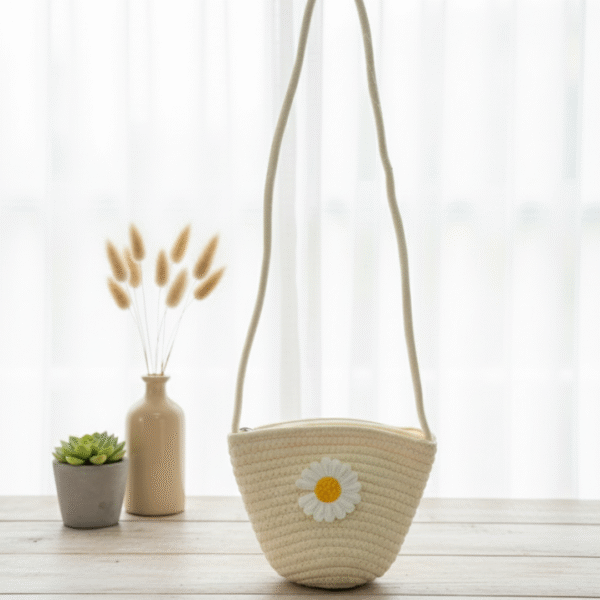 Sunflower white basket bag