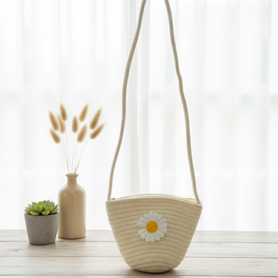 Sunflower white basket bag