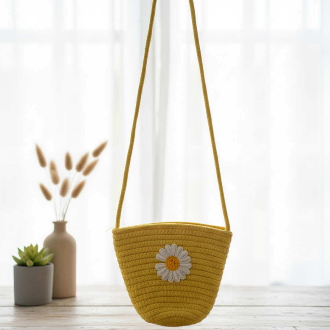 Sunflower yellow basket bag